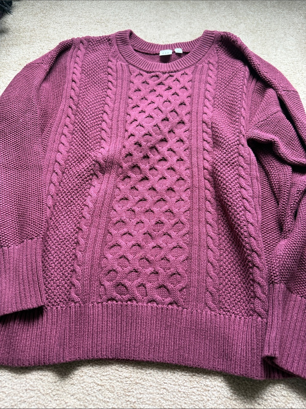GAP Cable-Knit Crewneck Sweater - Berry